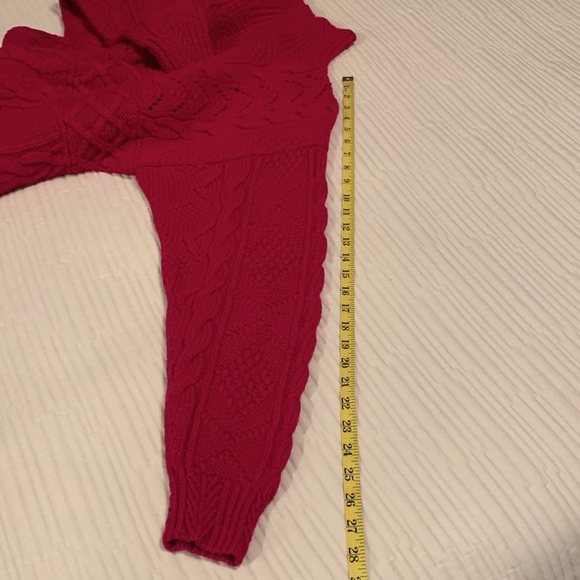 Ralph Lauren Vintage Deep Pink Mock-Neck Cable knit Women Heavy Sweater - Picture 12 of 13